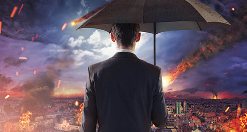 Business man prepares for disaster recovery plan
