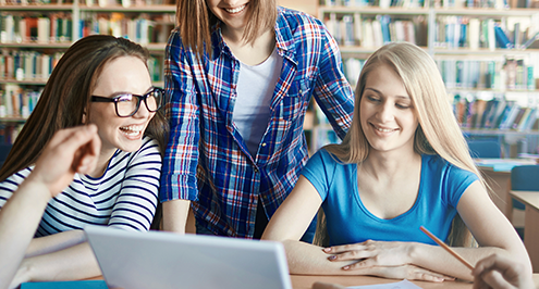 Students in library